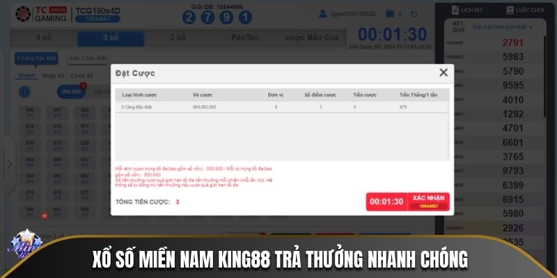 Xổ Số Miền Nam KING88 trả thưởng nhanh chóng